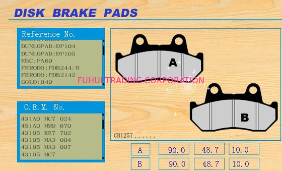No dust residue motorcycle disc brakes pad with different size CB125T