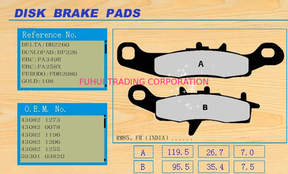 Smooth braking and long life performance Steel Material Motorcycle disc Brakes Pad RM85
